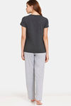 Rosaline Geo Blooms Knit Cotton Pyjama Set - Black Beauty — thumbnail 3